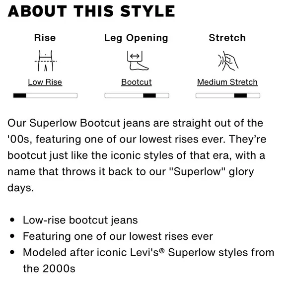 Levi’s Superlow Bootcut Jeans in Light Indigo Worn In - Size 26 - Picture 5 of 7